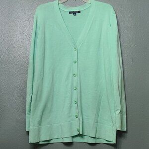 Chadwicks Of Boston Cardigan Sweater Pale Green 100% Cotton Button Up XLT